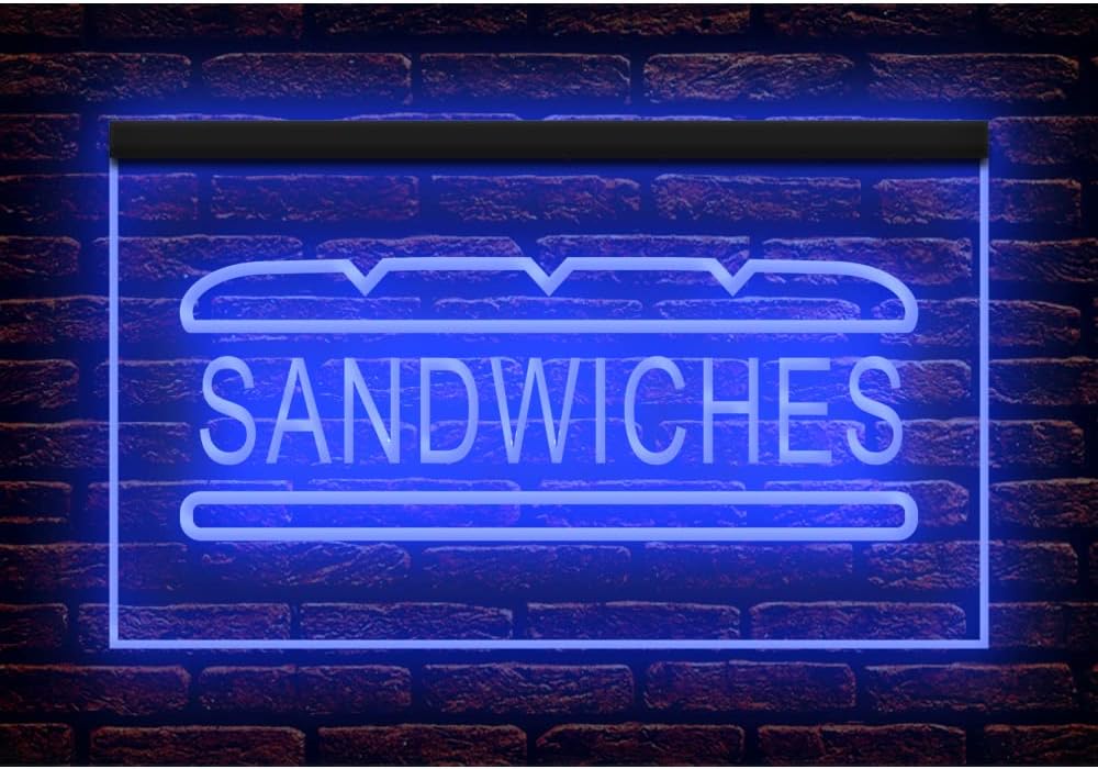 110115 Sandwiches Subs Shop Bar Cafe Open Display LED Light Neon Sign (16" X 12", Blue)