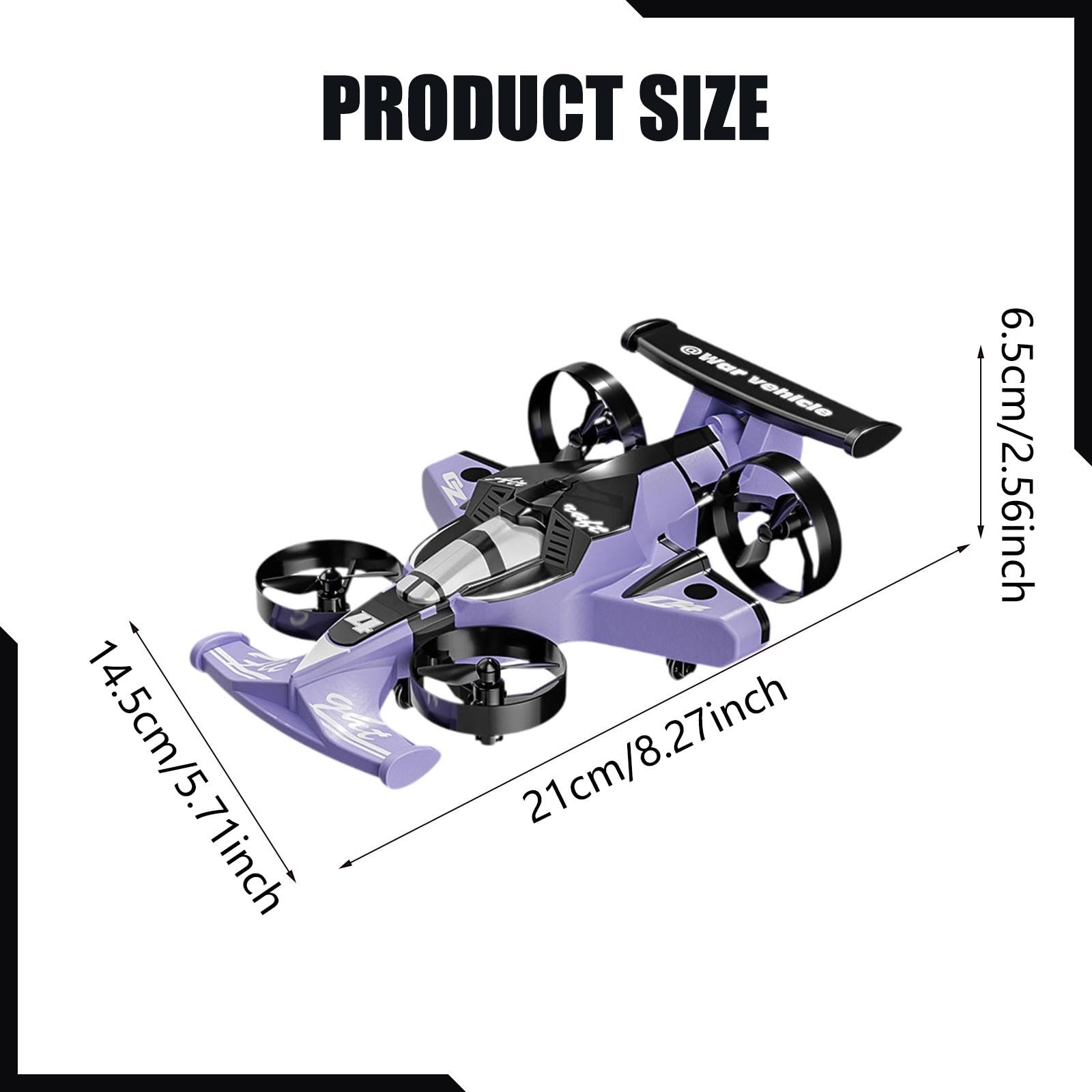 TISHITA Aeroplano Telecomandato Drone 2in1 Quadcopter RC Giocattolo Acrobatico Materiale PP Funzione Rotazione 360 Gradi per Bambini Adulti Gioco, Viola