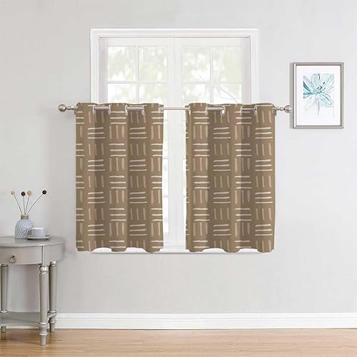 Miniatura 2 de Window Curtains Living Room Brown Lattice Geometry Polka Dots Nordic Glass Door Curtain Cortinas para Ventanas De Cuarto 72Inch Width by 85Inch