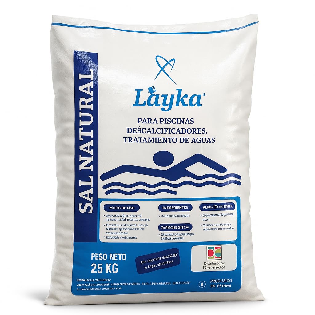 10 Sacos Sal para Piscinas 25 kg - Sal Piscina Cloracion Salina Layka - Agua Clara en Piscinas, SPA y Jacuzzis