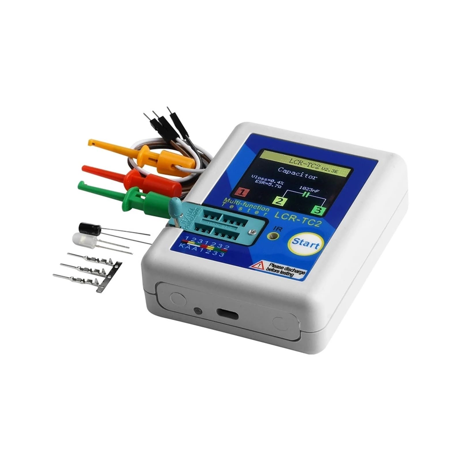 LCR-TC2 Tranzystor Tester Multimetr Kolorowy Wyświetlacz Do Diody Triody MOS/PNP/NPN Kondensator Rezystor Częstotliwość sygnału testowego