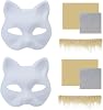 2set Therian Cat Mask Kit Diy Furry Mask Set Blank Foxcat Mask with Realistic and Eye Mesh, Diy Therian Mask Making Kit for Cosplay
