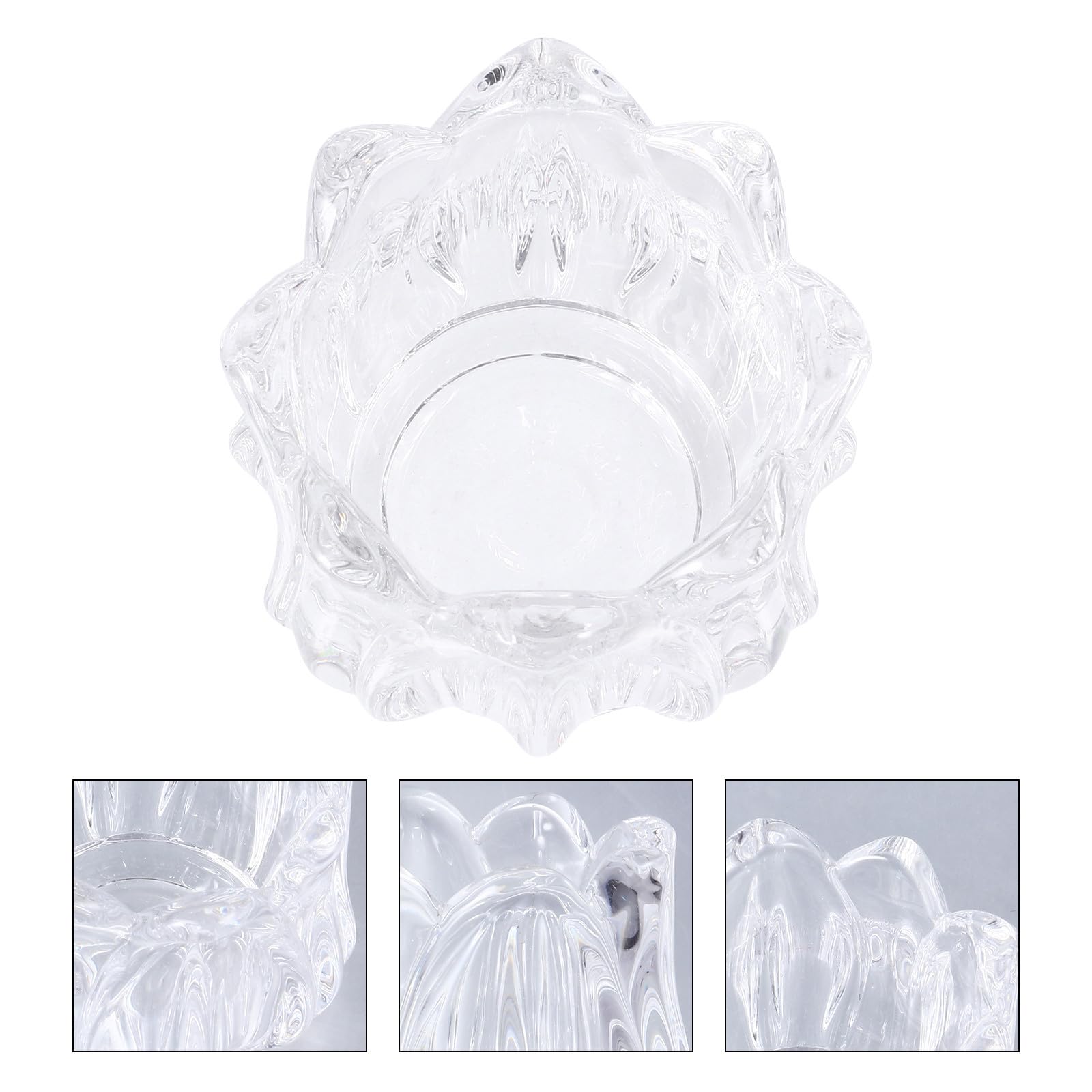 Portavelas de Cristal Transparente Pack de 6 Unidades Forma de Flor para Ambiente Romántico en Cenas y Fiestas para Ambiente Elegante