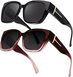 Myiaur Fit Over Glasses Sunglasses for Women, Trendy Oversized Polarized Wear Over Sun Glasses with UV400 Protection(2 Pack)