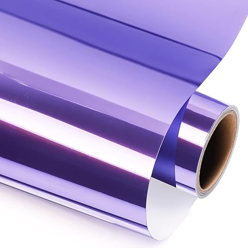 GIRAFVINYL Vinilo adhesivo cromado morado claro para espejo de 12 pulgadas x 4 pies, rollo de vinilo permanente para decoración del hogar