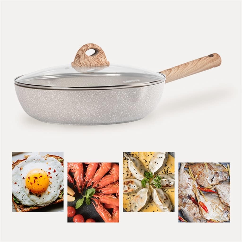 Aluminum Alloy Non-Stick Cookware Set 2-Piece Set with Lid Combination Fryer Casserole Frying Pan Kitchen Cooking Pot (Color : A, Size A (A