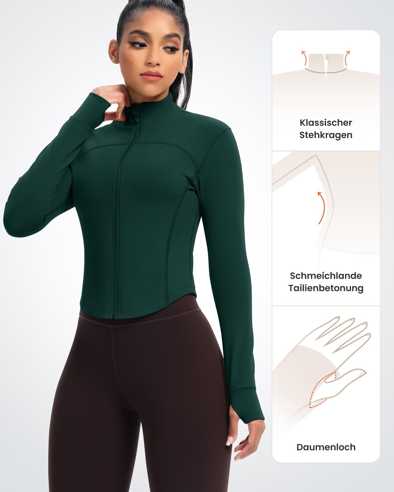QUEENIEKE damska kurtka do biegania slim fit i miękka w dotyku bluza sportowa z pełną boczną kieszenią na zamek błyskawiczny