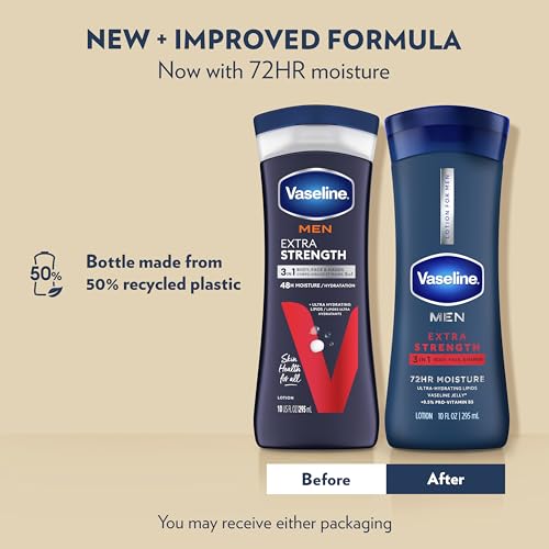 Image of Vaseline Men Healing Moisture Hand and Body Lotion Extra Strength 10 oz