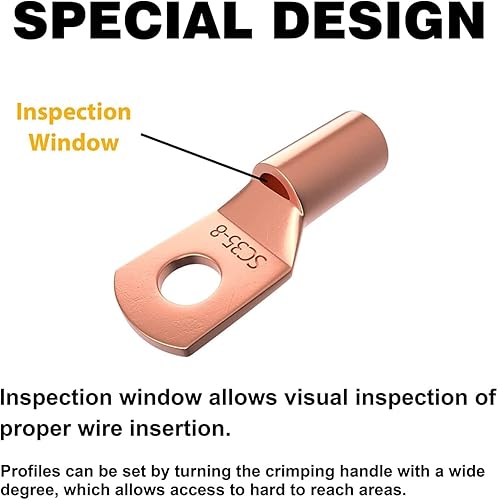 Miniatura 9 de Sanuke Kit de herramientas de crimpado de terminales de cable de batería con cortador de cable, 60 terminales de anillo, 60 tubos termorretráctiles