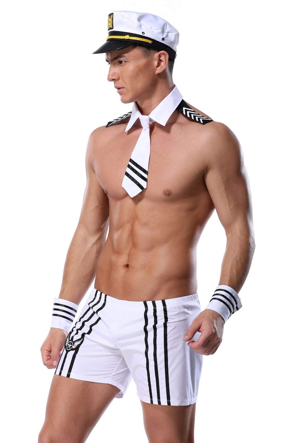 VENI MASEE Męski kostium marynarza marynarza na imprezę, cosplay, do odgrywania ról, bielizna (1 zestaw)