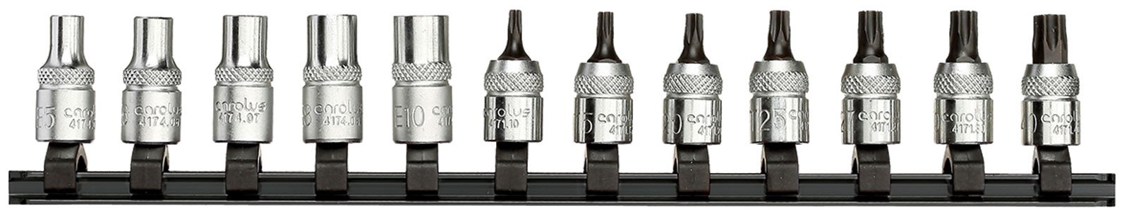 Carolus 9630.471 Holding Rail Including 8 Inch Torx Sockets with 1/4-Inch Socket Holders