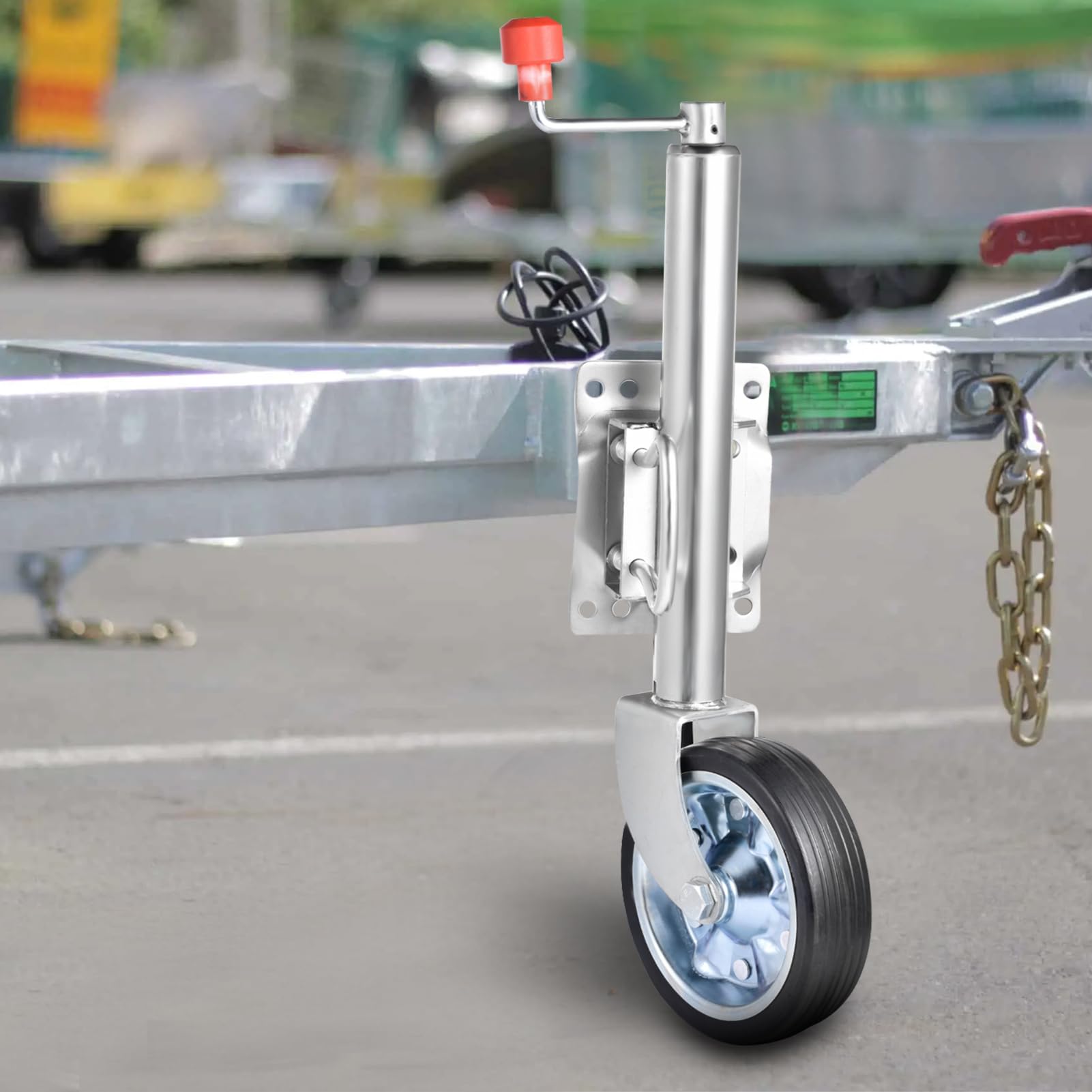 Cric de remorque pivotant, roue en caoutchouc plein pour remorque de bateau, 680 kg, pour camping-car, bateau