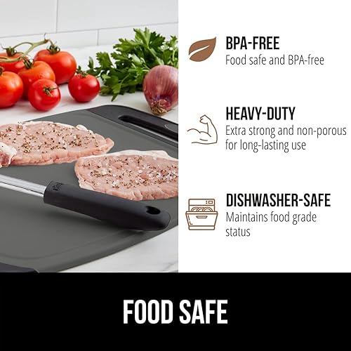 Miniatura 122 de Gorilla Grip - Tabla de cortar extragrande, mango de fácil agarre, surcos para jugos, antideslizante y gruesa. Apta para lavavajillas, no porosa