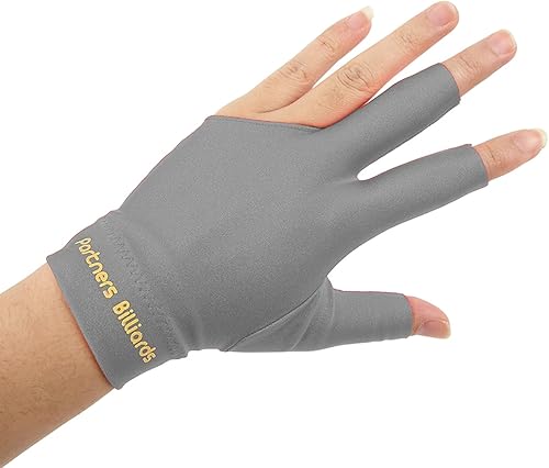 Miniatura 5 de Guantes de piscina, 3 dedos, duraderos, universales, para billar, para la mano izquierda (gris oscuro)