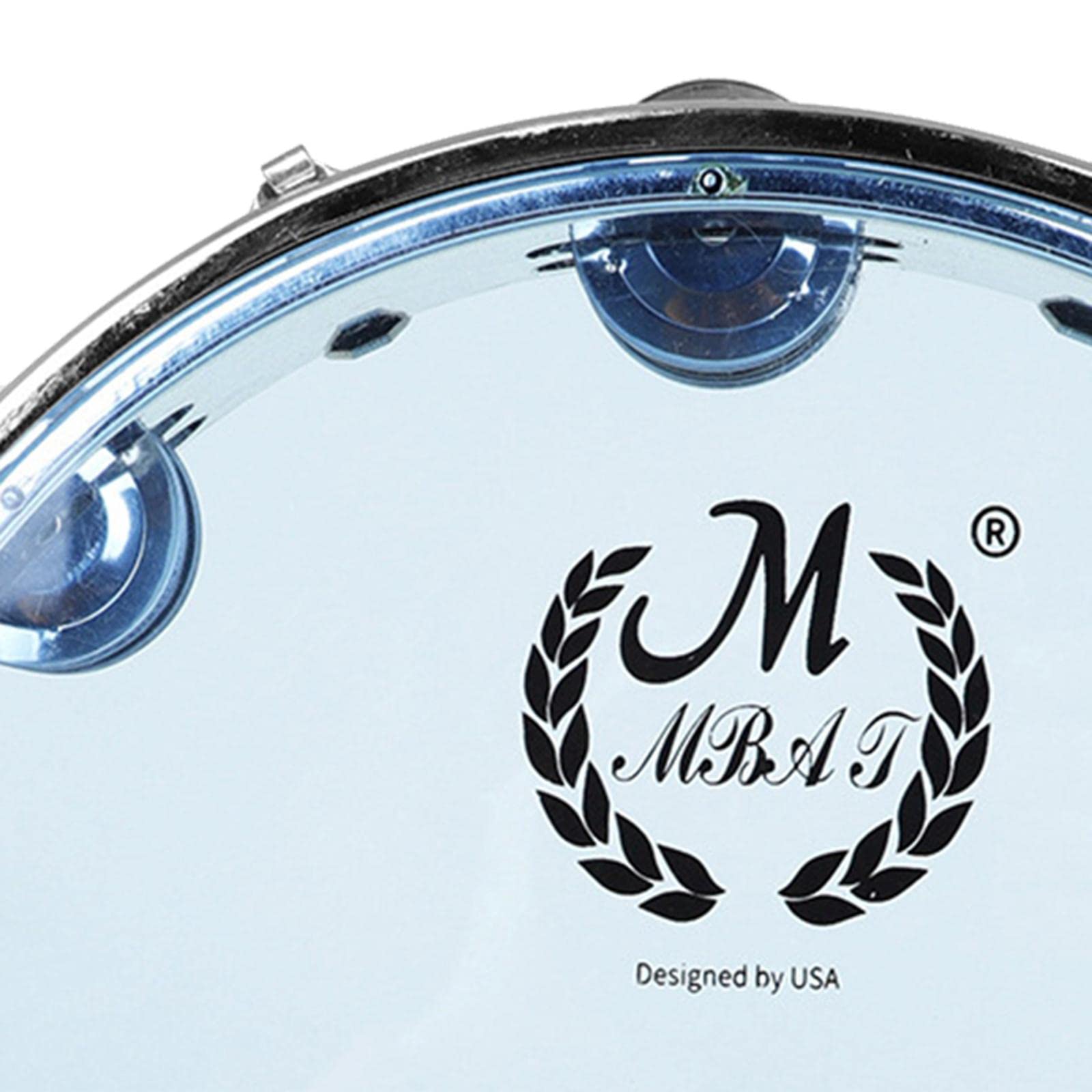 Pandereta de Percusión Transparente con Aro Grueso Instrumento Musical de Mano Tambor con Campanillas Dobles Y Ajuste Fácil Fabricada en Resistent, 10 Pulgadas Azul