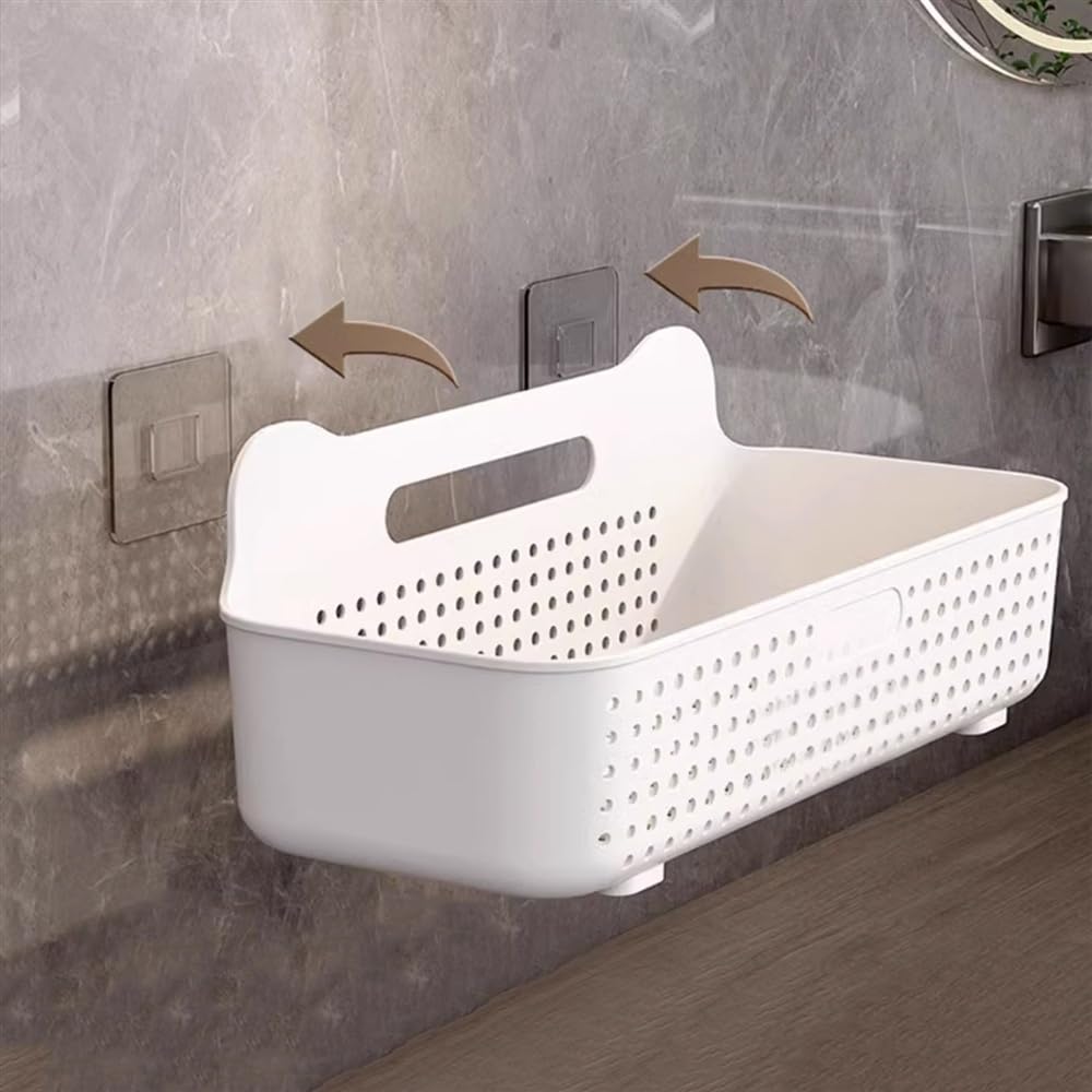 Mensola da bagno Portaoggetti da doccia in plastica, organizer da parete for doccia con 6 ganci, cestino portaoggetti da doccia senza foratura for bagno, cucina, lavanderia, balcone Scaffali galleggia