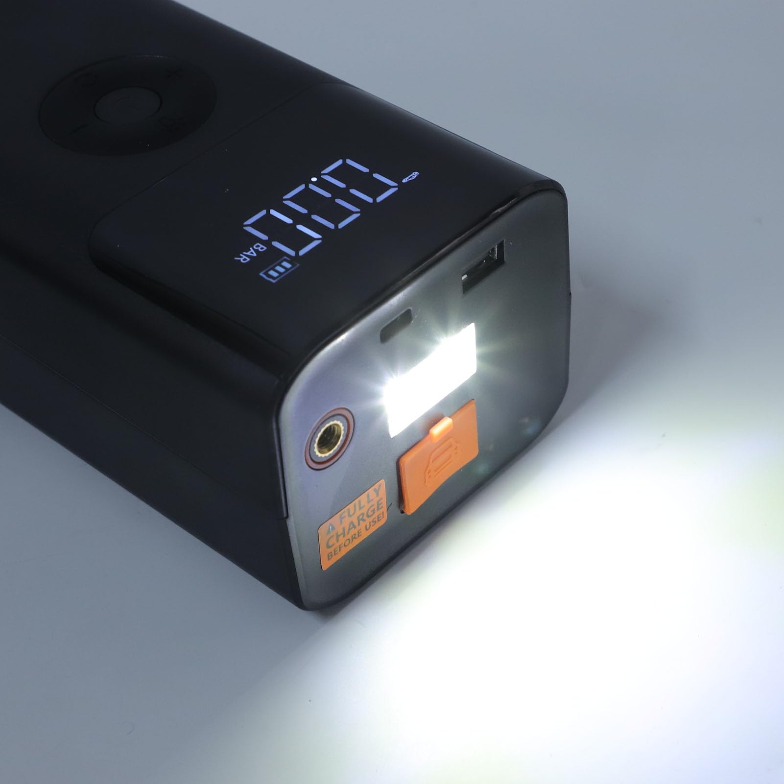 Arrancador Portátil para Coche, Batería de 12000 MAh con Compresor de Aire de 150 PSI y 3 Modos LED, para Coches, Camiones, Motocicletas, Barcos, Autocaravanas, Vehículos