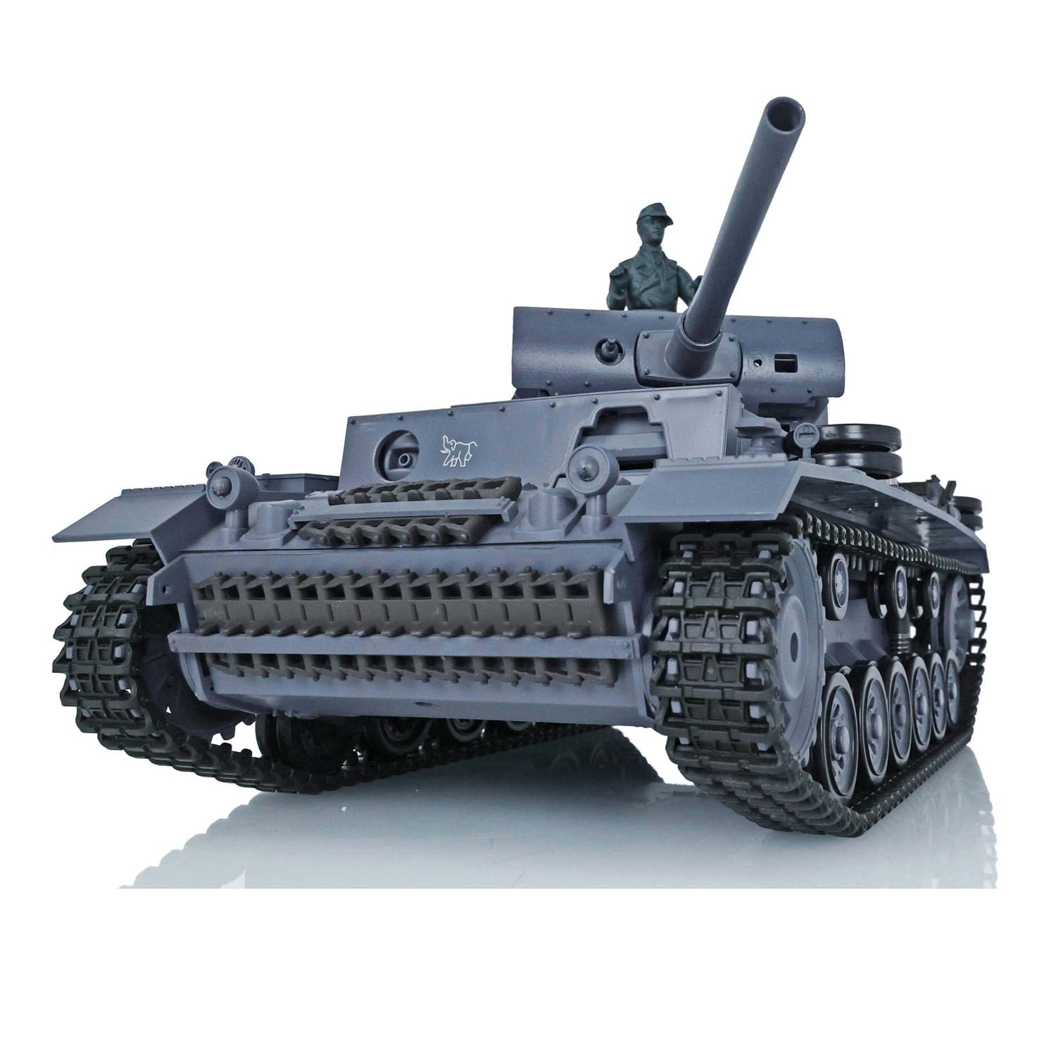Tanque largo de control remoto Heng 2.4G escala 1/16 7.0 de plástico alemán Panzer Iii L RTR RC Tanque Modelo 3848 Torreta giratoria de 340° Unidad de humo de combate infrarrojo BB Pellets BB