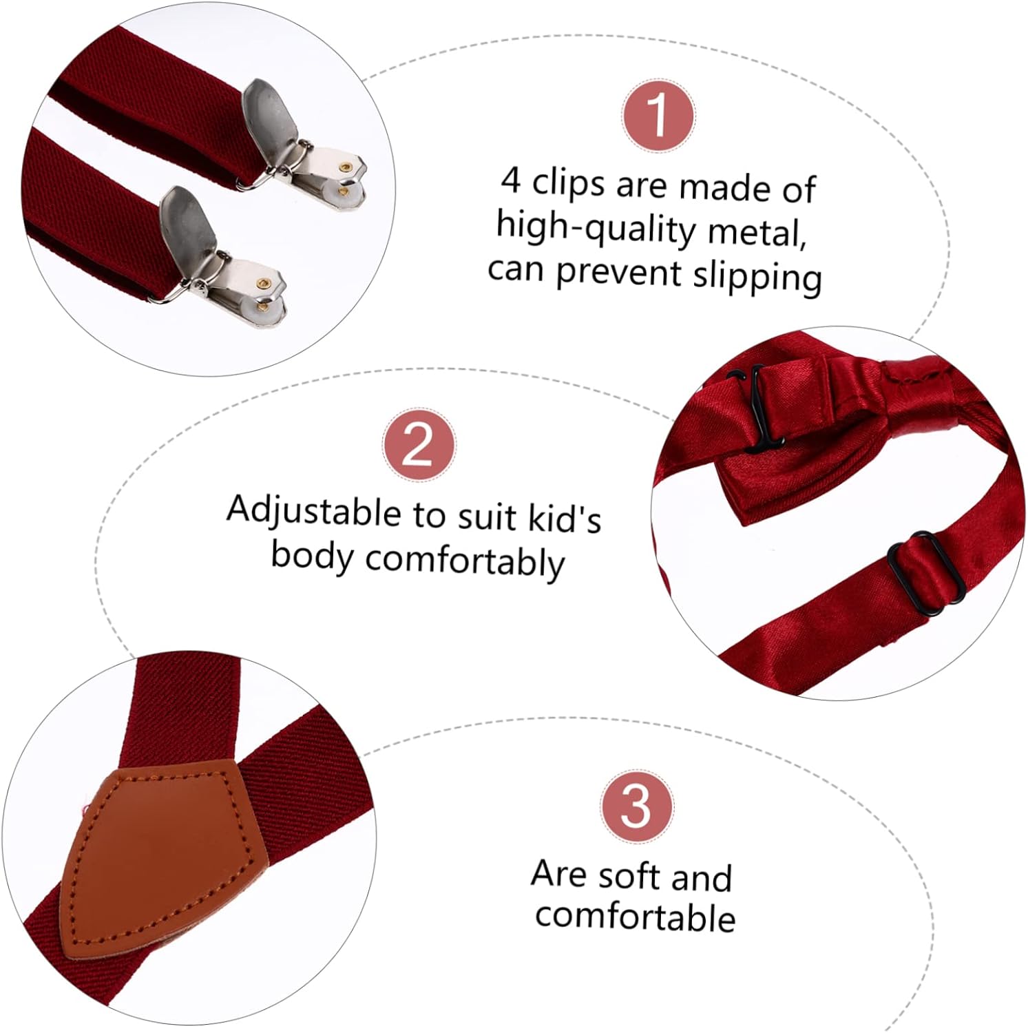 VALICLUD 1set Adjustable Boy Girl Suspenders Bow Tie Weddings Parties Formal Occasions Bright Color Design Daily Outfits for Boys Girls