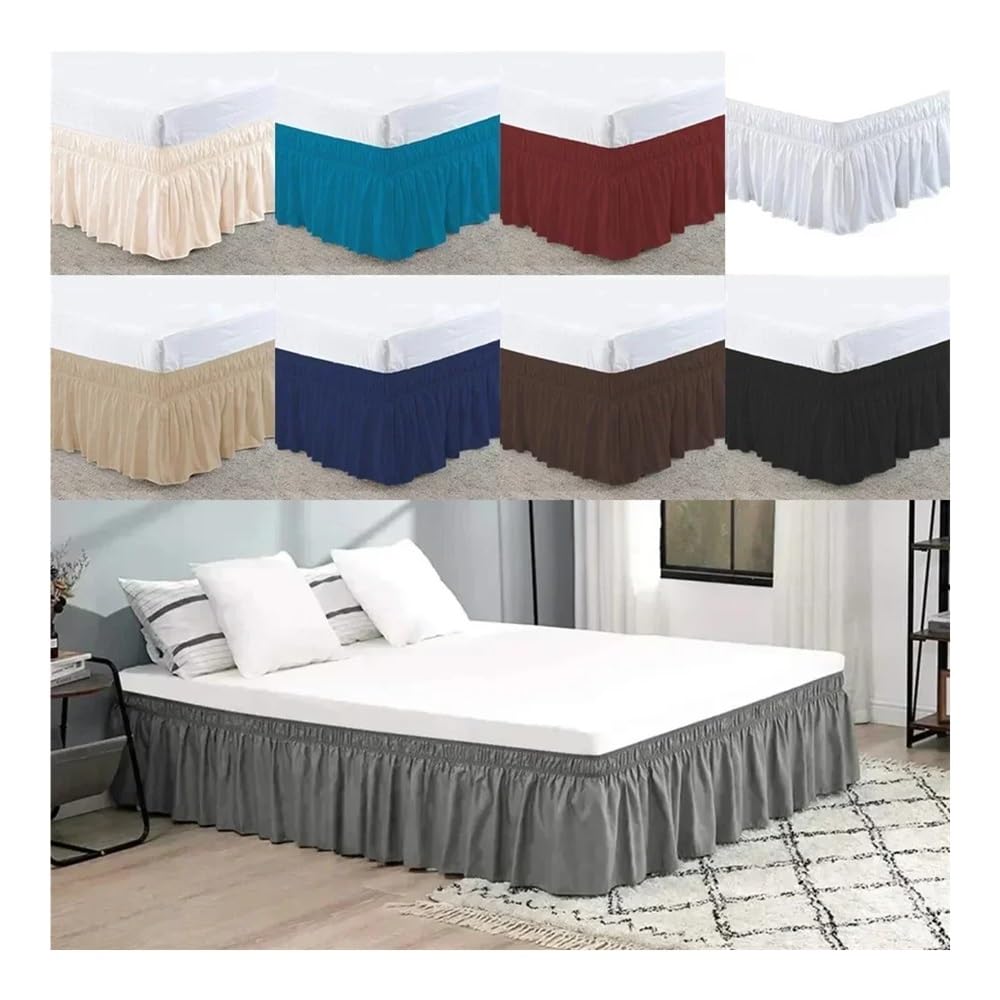 1 mantovana giroletto avvolgente con fascia elastica, senza superficie del letto, per letto doppio, matrimoniale, king size, per decorare la casa (grigio scuro, matrimoniale 190,5 x 99 x 40 cm)