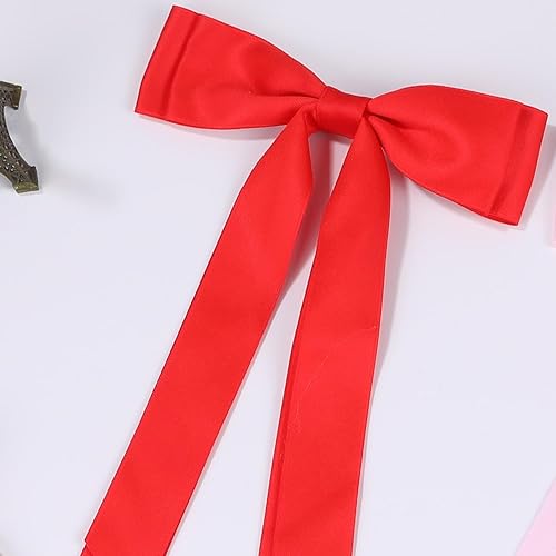 Miniatura 2 de Pinzas para el cabello con lazo de satén para mujer, lazo de satén sedoso con cola larga, accesorios para el cabello para niñas (negro, blanco,