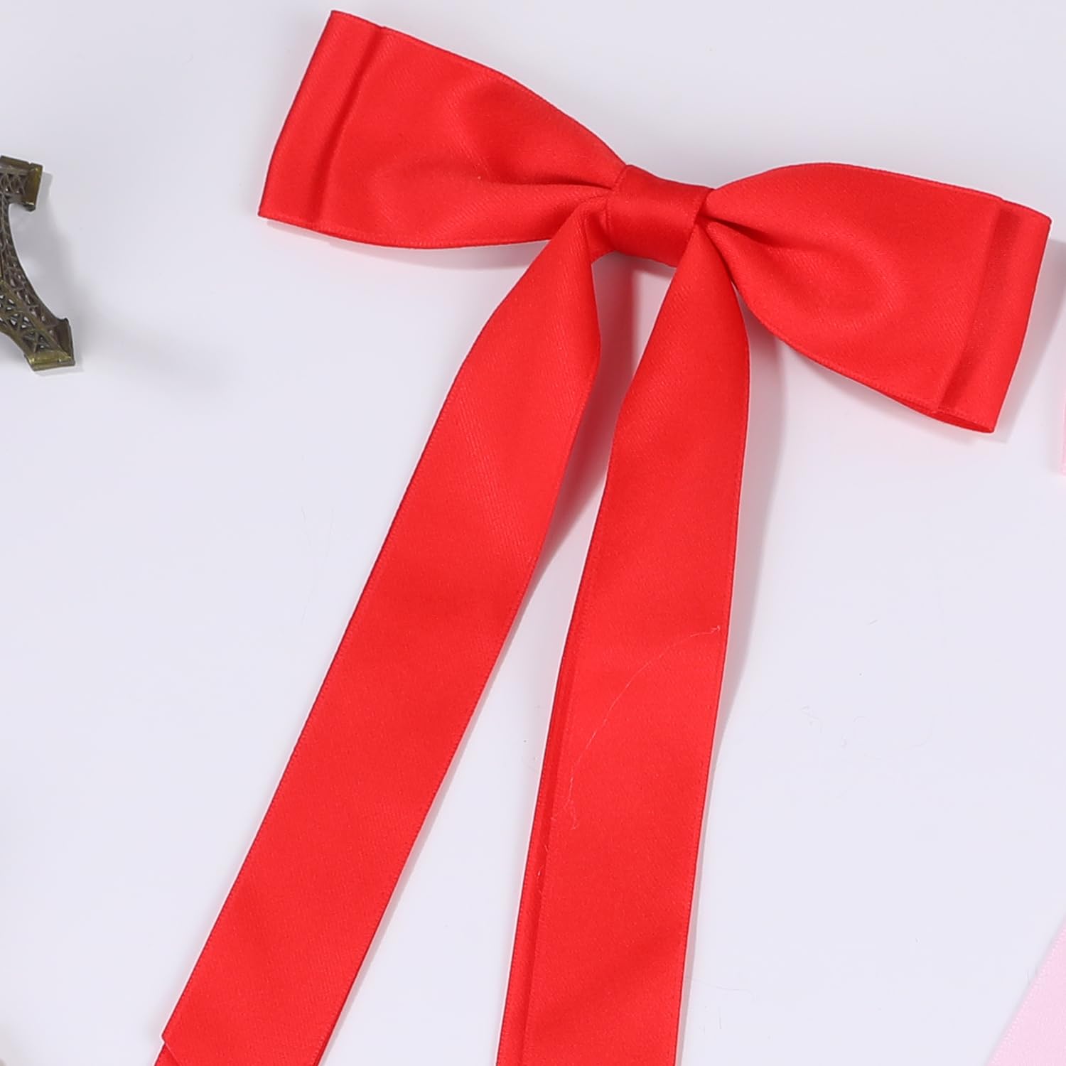 ヘアアクセサリー SILK SATIN BOW HAIR CLIPE Silk bow hair clip, bow hair clip, metal clip, long tail