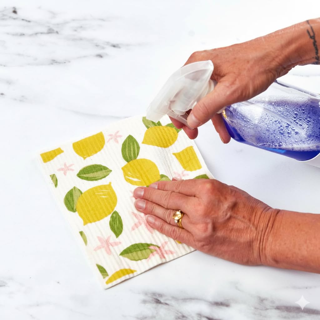 Eco-Friendly blu Sponge Cloth Set - Limone image 3