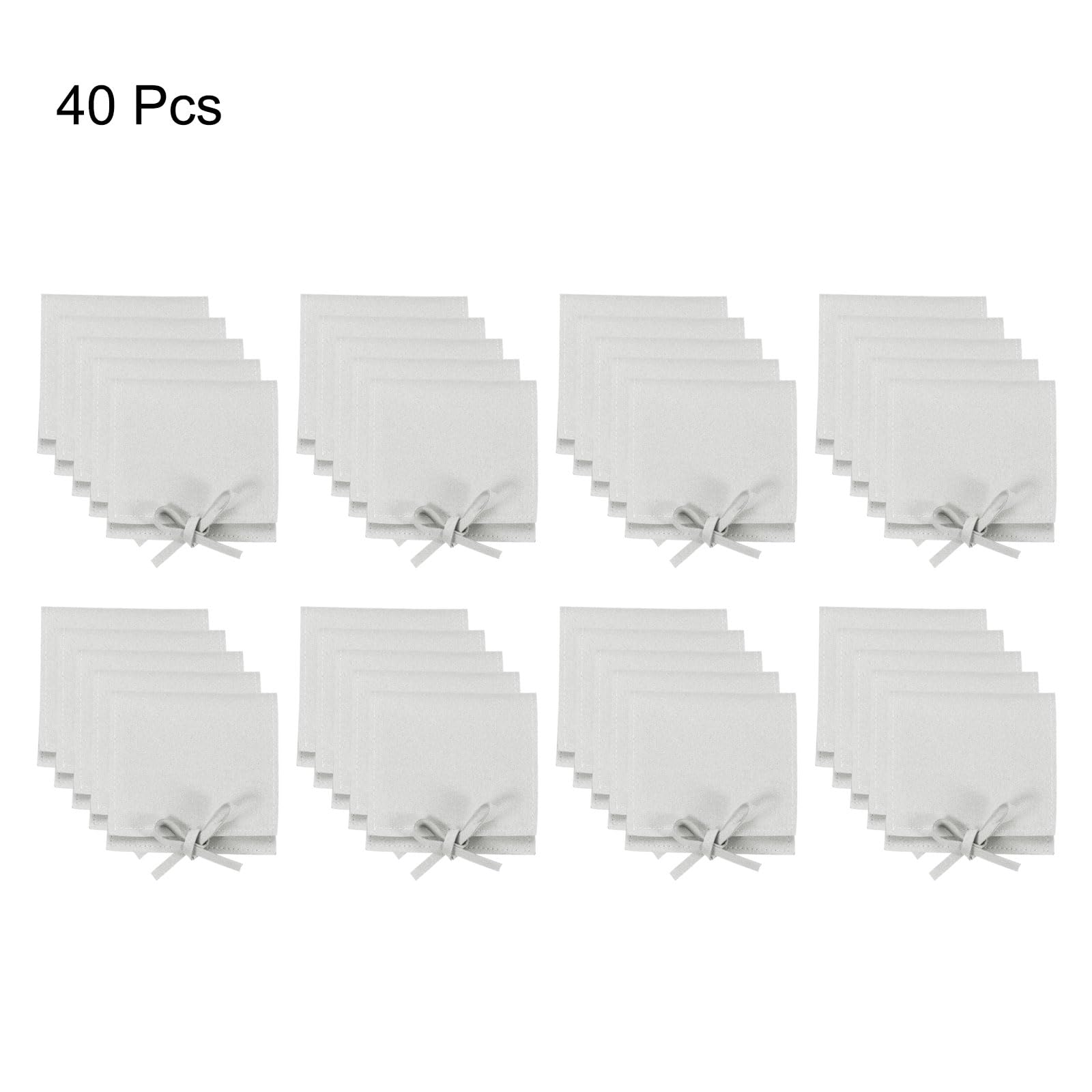 QUARKZMAN 40pz Sacchetto per Gioielli Microfibra 3,1 × 3,1", Mini Sacchetto Confezionamento Gioielli con Laccio per Sacchetto Regalo Gioielli Piccoli Collana Orecchini Bracciale, Grigio