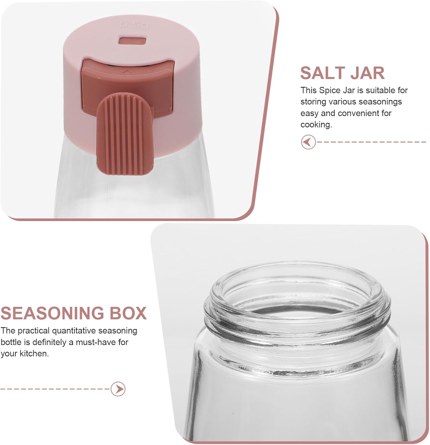 SOLUSTRE 4pcs Glass Seasoning Jars Multi-function Spice Containers for Kitchen Cute Salt Bottles Practical and Convenient for Cooking and Seasoning