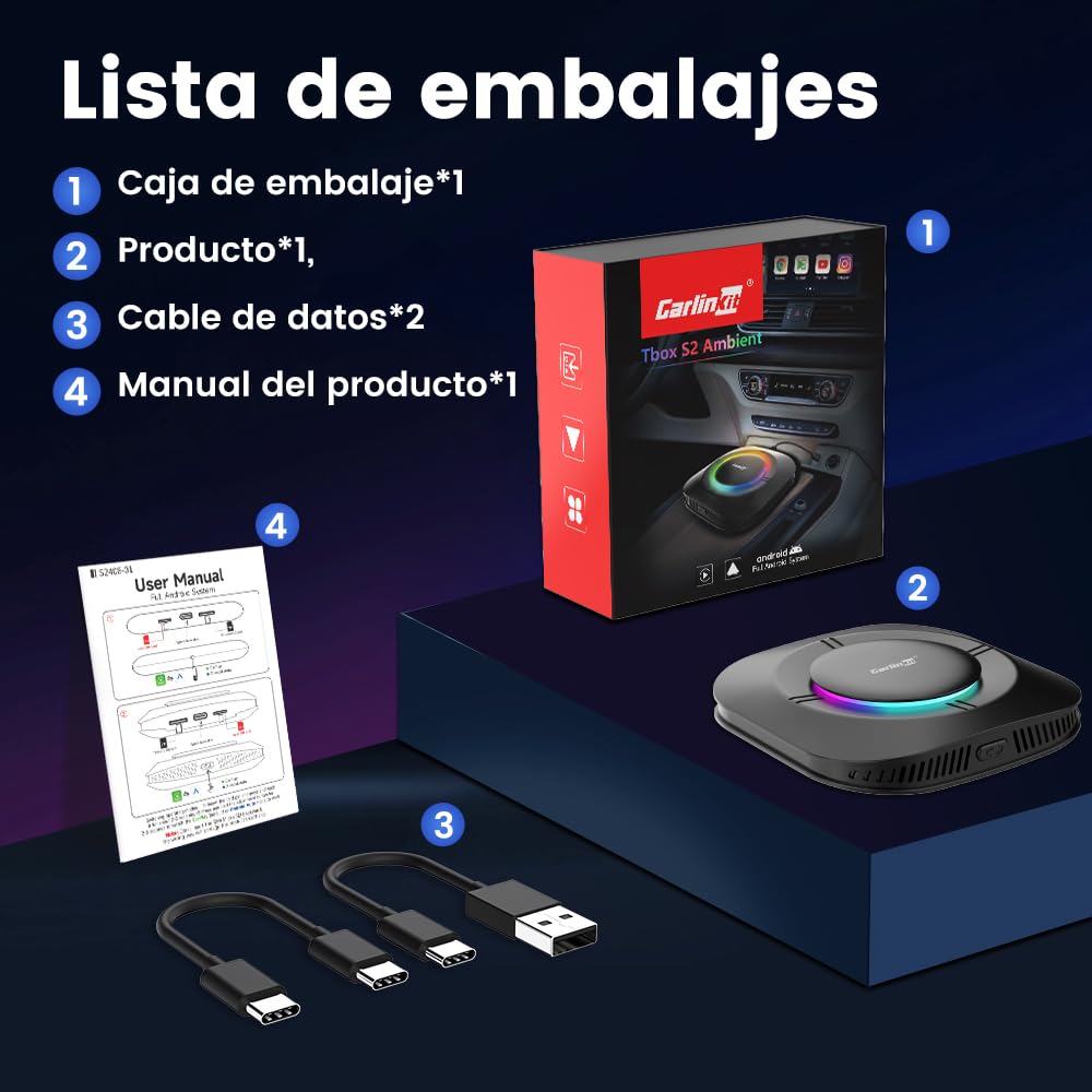 CarlinKit Android 13.0 AIBox Adaptador - Wireless CarPlay&Android Auto, Sistema autónomo Android 13.0 4GB+64GB, Soporte GPS/Tarjeta SIM, para Coches con Cable CarPlay&Android Auto