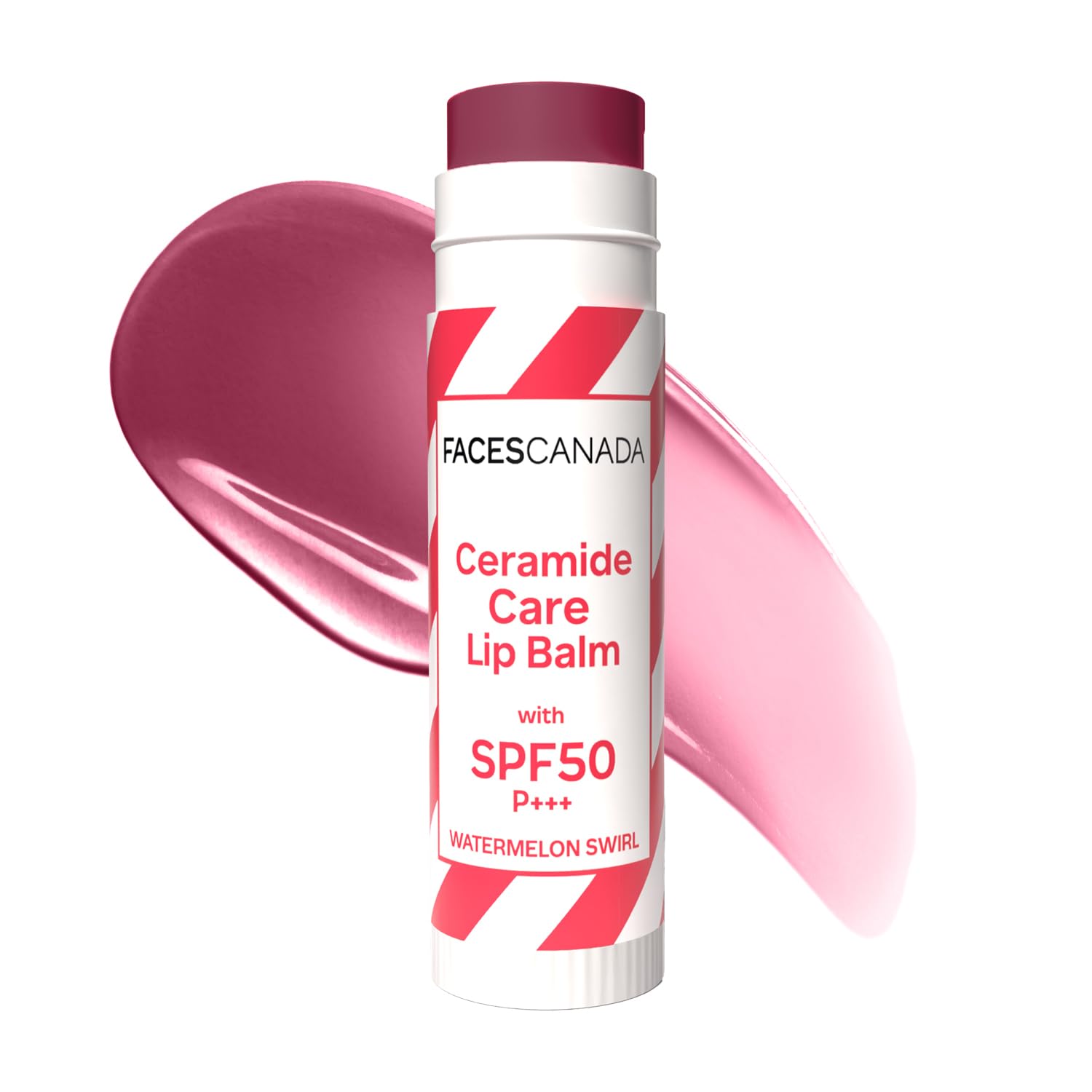 FACES CANADA Ceramide Care Lip Balm - Watermelon Swirl 03, 4 gm | Tinted Lip Balm | SPF 50 PA +++ Protection | Hydrates Dry & Chapped Lips | Prevents Pigmentation | Repairs Lip Barrier | With
