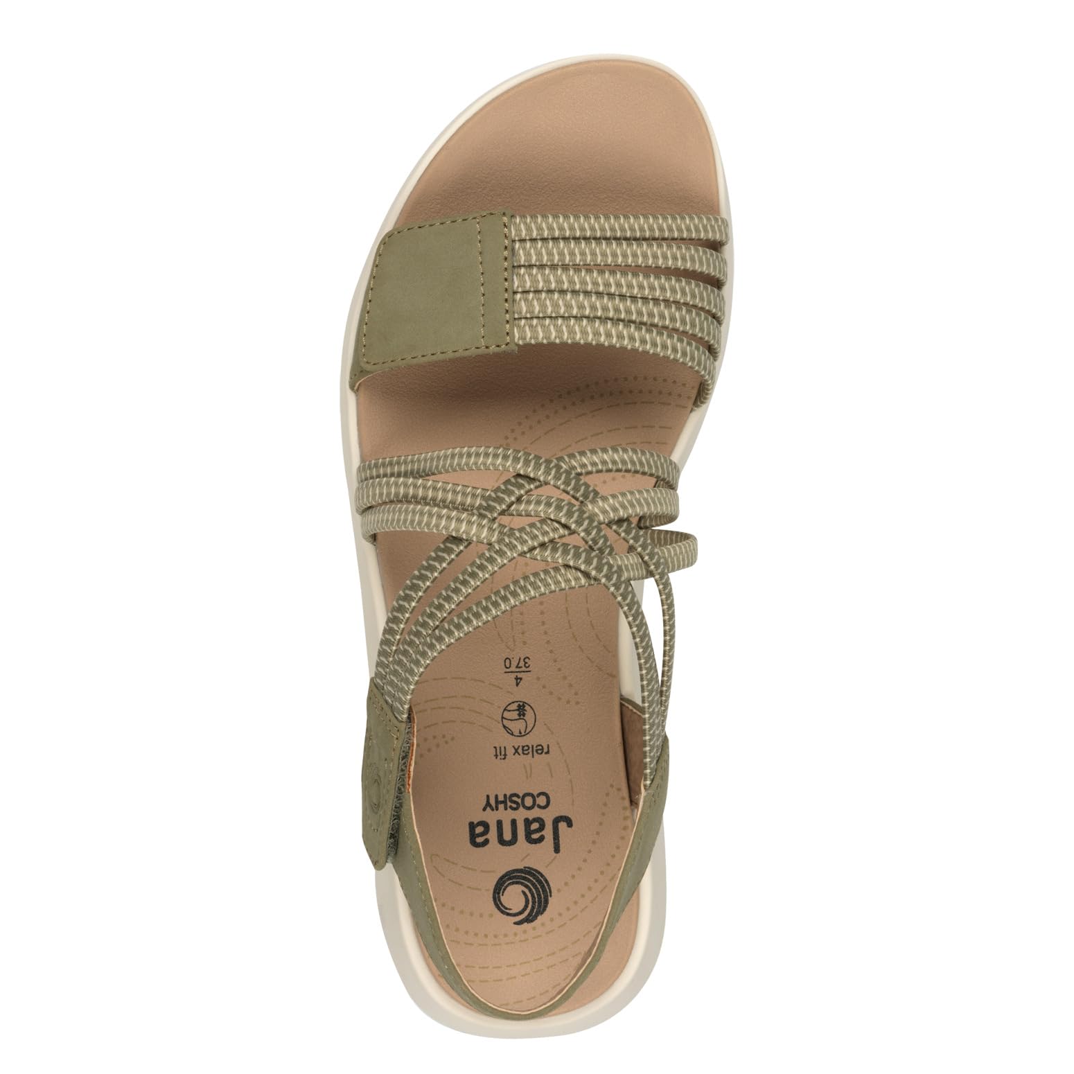 Jana Coshy Damen Sandalen flach mit Klettverschluss Vegan, Grün (Sage), 37 EU – Ansicht 3