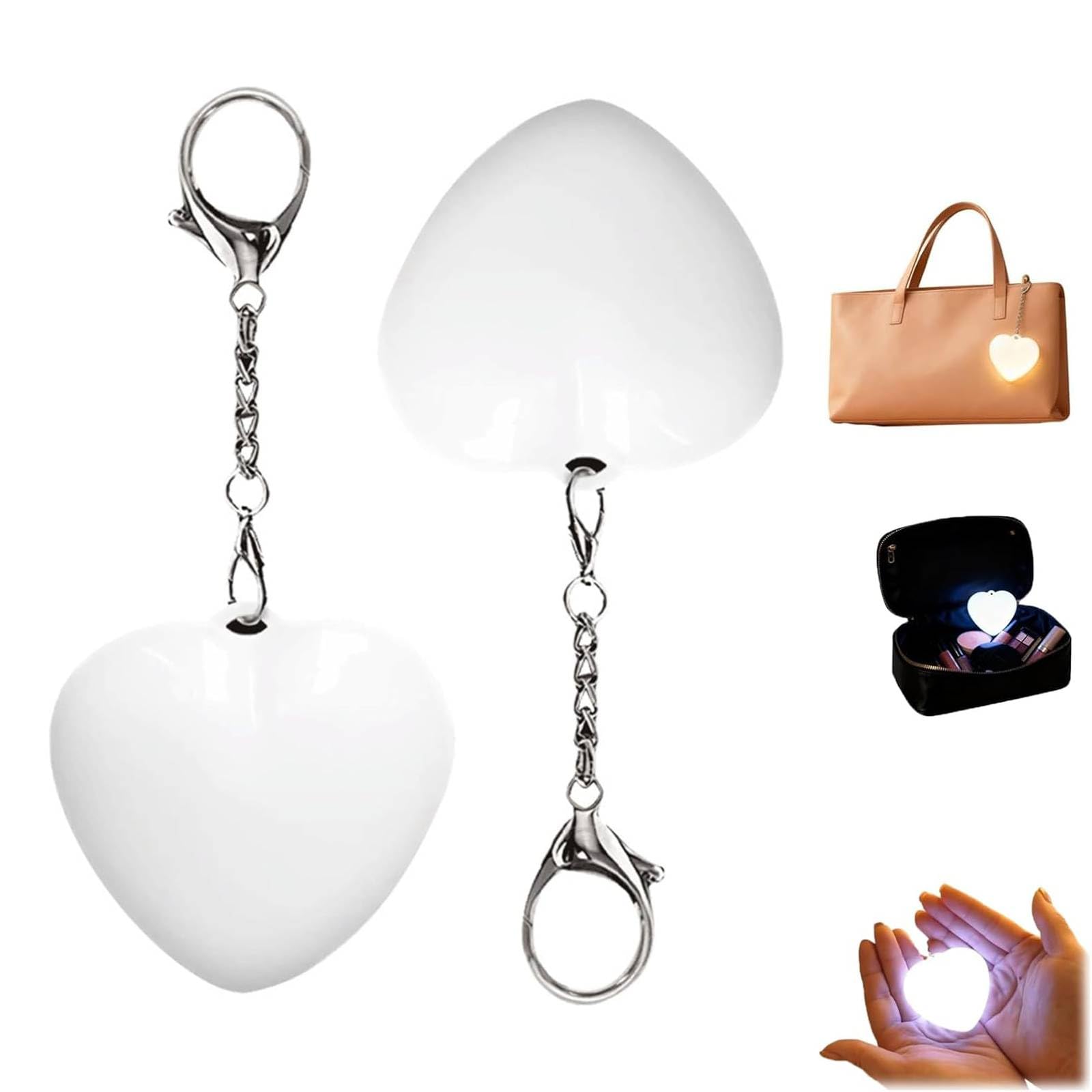 Purse Glow Heart Light, Purse Light Handbag Lights, Bag Lights for Handbag, Automatic Sensor Touch Activated Purse LED Lamp, Heart Shaped Hanging Night Lights for Women Ladies Girls (A*2)