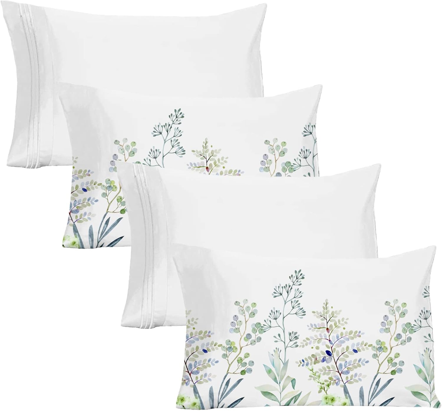 YIYEA Pillow Cases Standard Size Set of 4 Floral Print