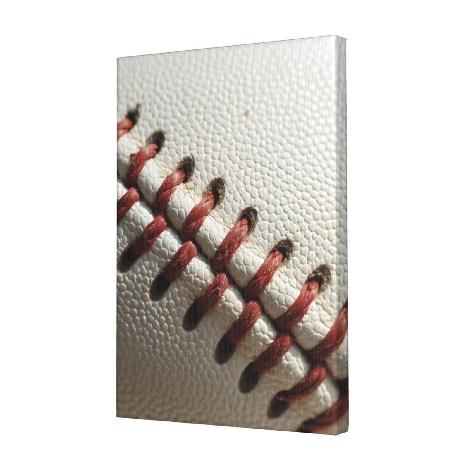 FodPand Baseball Lace Close Up Canvas Wall Art for Living Room Wall Decor 12"x18" Modern Artwork Painting Pictures Hanging Canvas Prints Aesthetic Wall Art for Bedroom Bathroom Office Wallart Decor