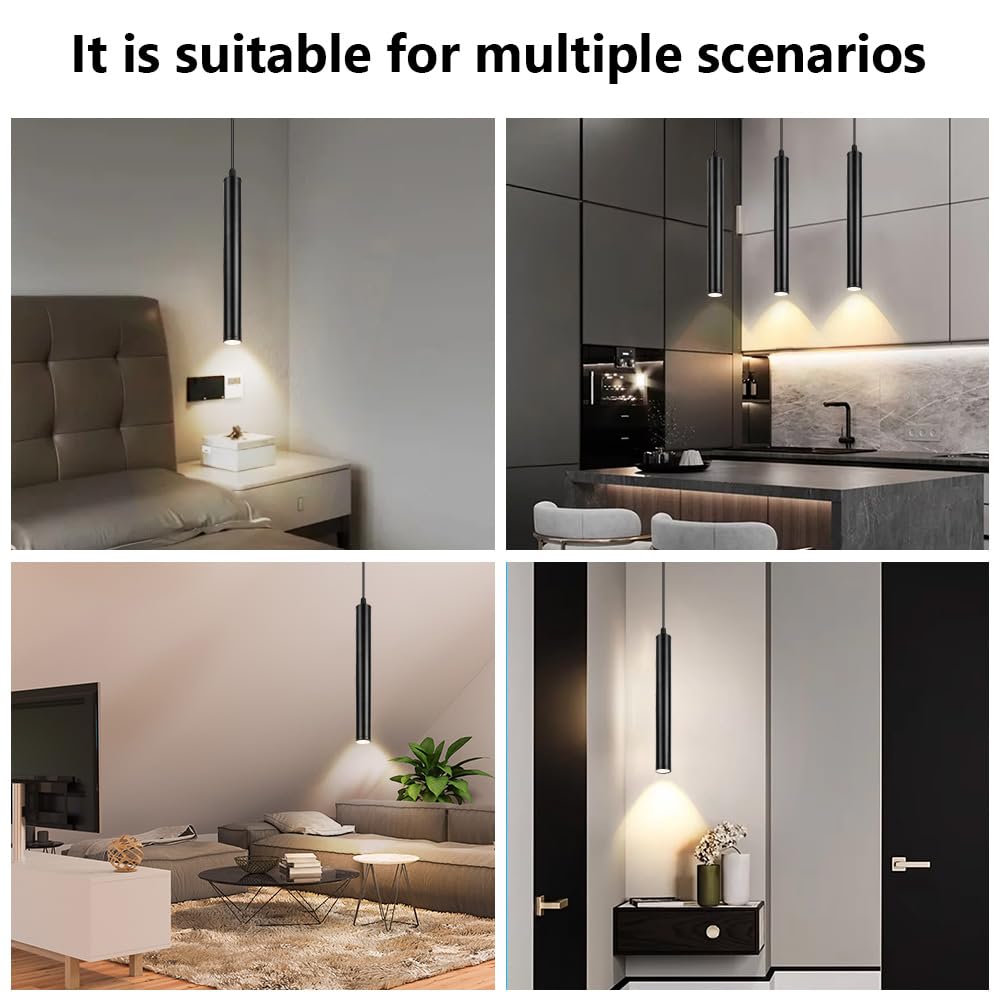 HOTUT Lámpara de Suspensión Cilíndrica, 2PCS Lamparas Colgantes Mesita de Noche, Destacar Downlight Lámpara Colgante para Cocina, Lampara Techo Colgante Cilindrica para Comedor, Dormitorio, Café
