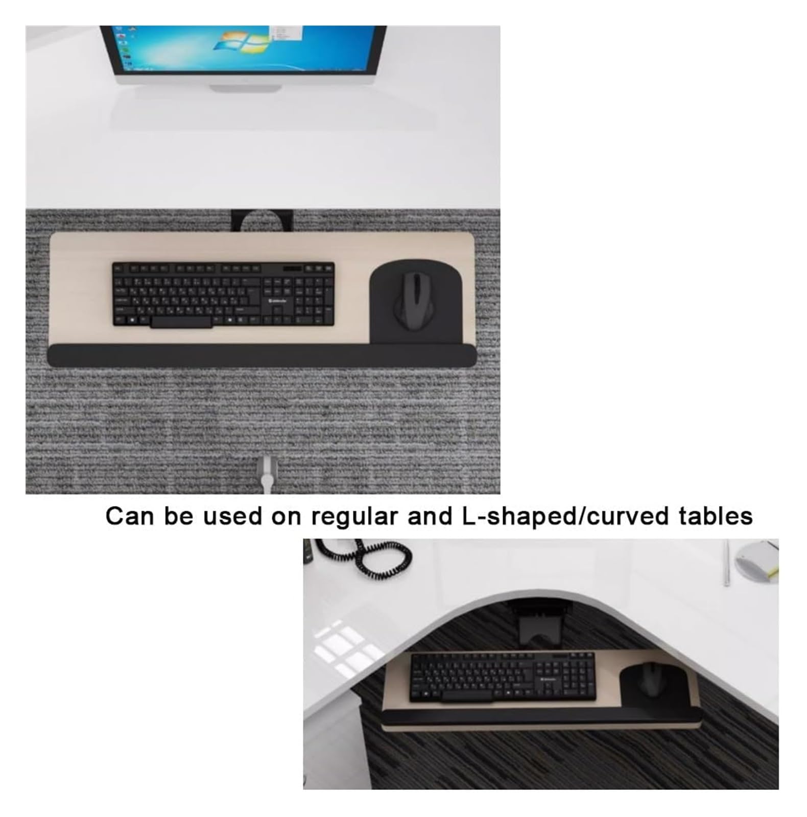Verstellbare Tastaturablage unter dem Schreibtisch, drehbarer Ständer für Gaming und Heimbüro, Höhe/Winkel verstellbar, 76,2 cm Eichen-Finish, ergonomisches Design für verbesserten Komfort