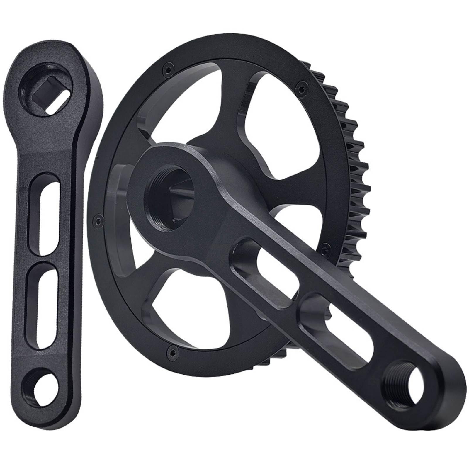 Infantil para Bicicleta Conjunto Plato Transmisión con Polea 46 Dientes y Guardia Aleación de Aluminio y Brazo 120 Mm Adecuada para Conversiones a Correa Rutas Escolares Ciudad