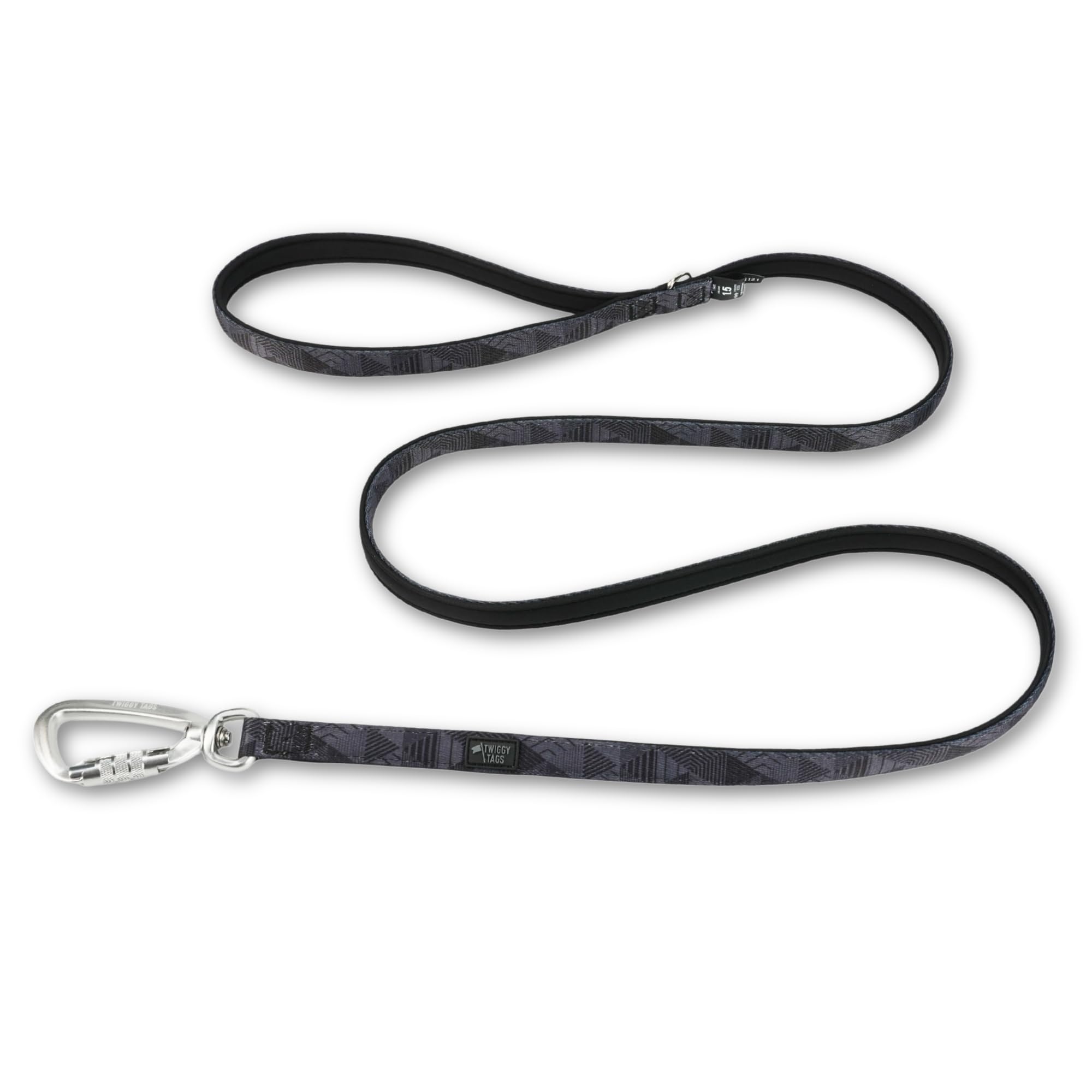 Twiggy Tags Small Padded Lead | Strong Dog Lead | Reflective, Locking Carabiner, Durable & Comfortable | Suitable For All Dog Breeds (Onyx Black, 2m)