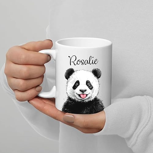 Miniatura 5 de Taza de café personalizada con diseño de oso panda, regalos para niños, amigos, hombres y mujeres, tazas de cerámica blanca con nombre personalizado