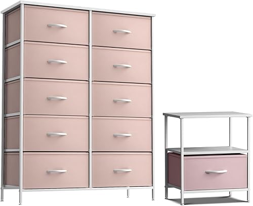 Sorbus Cómoda para niños con 10 cajones y 1 cajón, juego de muebles a juego, baúles organizadores de unidad de almacenamiento para ropa, dormitorio,