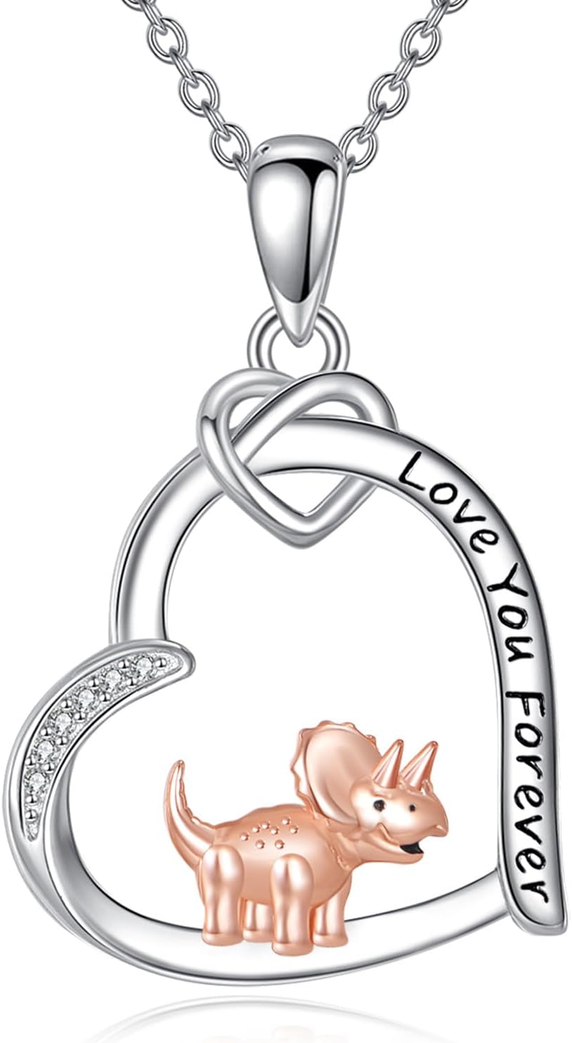 Dinosaur Necklace S925 Sterling Silver Dinosaur Pendant Necklaces Dinosaurs Jewelry Gifts For Women Mom Wife