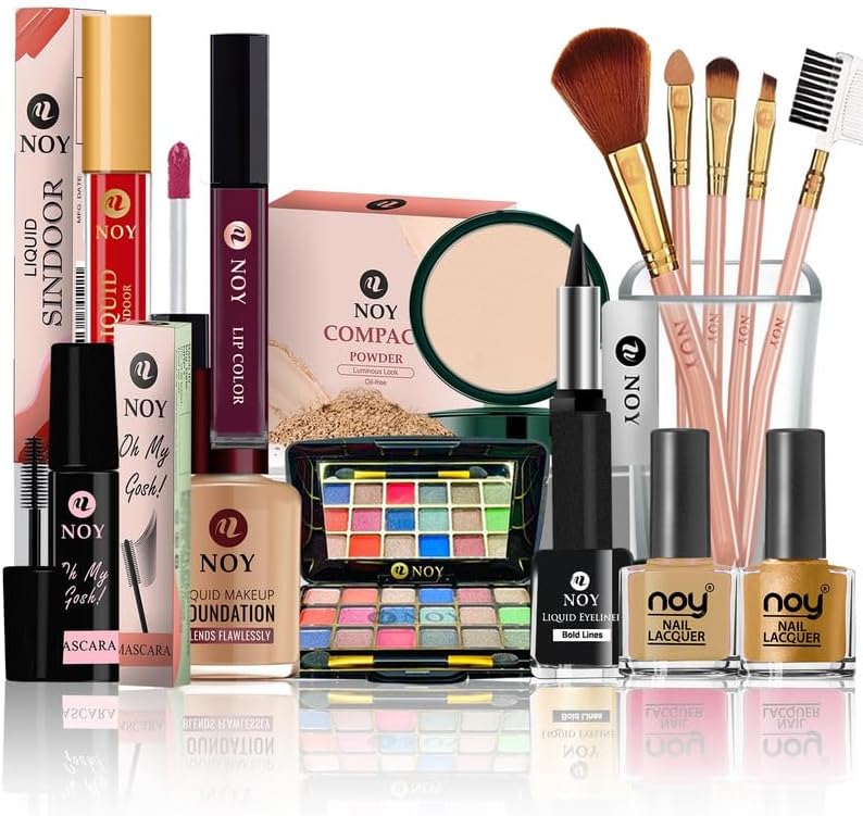 NOY Jetsetter Essentials Travel Friendly Makeup Kit 15 Pcs Set Beauty on the Go 100% Vegan Formulation & Weightless NO#157 (Pack of-15)