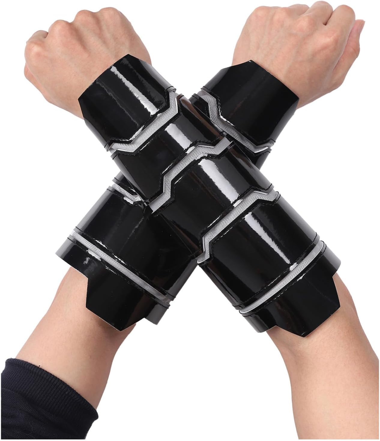 Shiny Metallic Bracers for Men Medieval Knight Arm Bracer Armor for Halloween LARP Theme Party