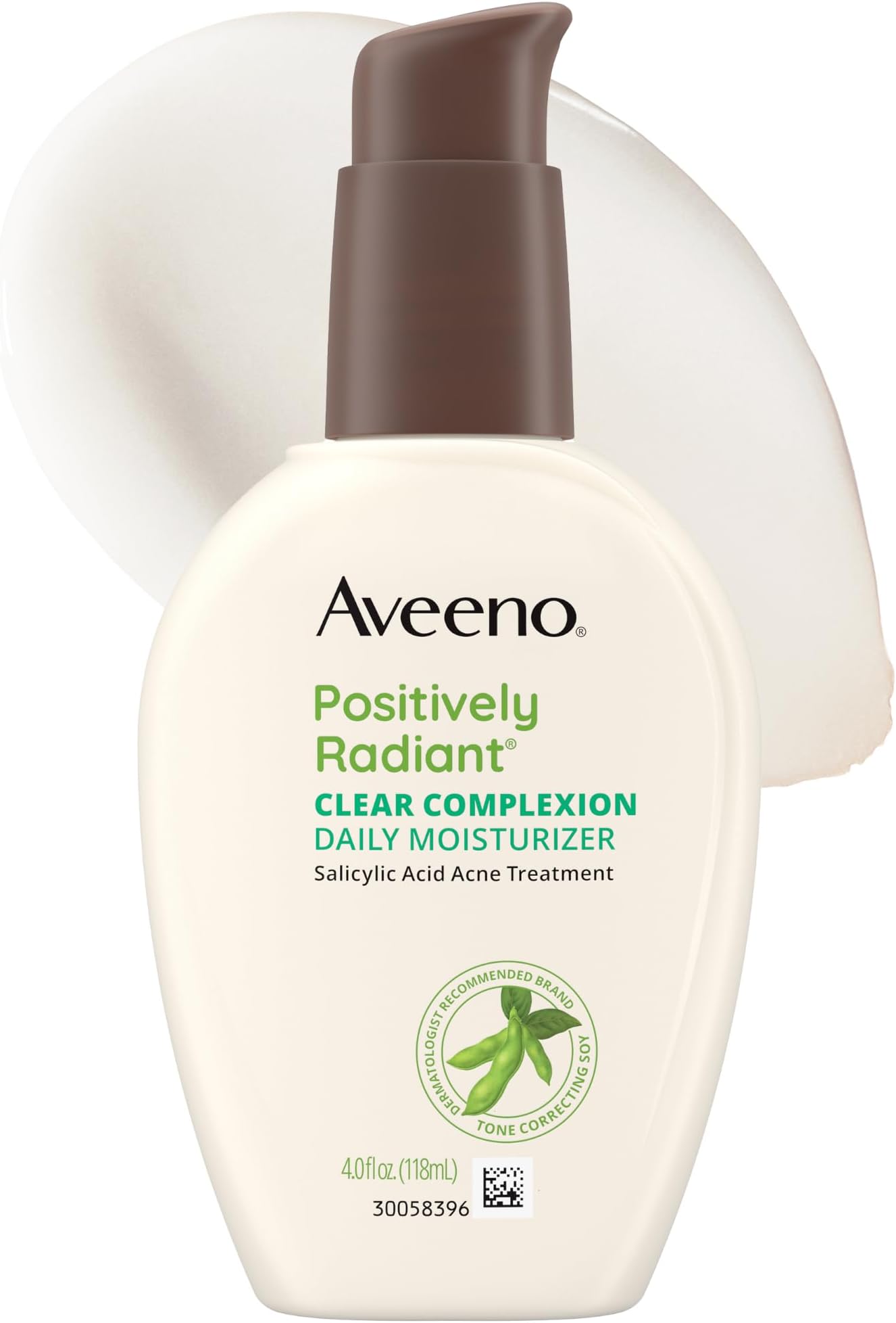 Aveeno Clear Complexion Salicylic Acid Acne-Fighting Daily Face Moisturizer for Breakout-Prone Skin & Uneven Tone, Total Soy Complex, Oil-Free, Hypoallergenic & Non-Comedogenic, 4 fl. oz
