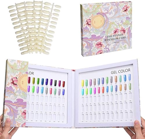 Noverlife Libro de exhibición de 120 colores de uñas con 120 puntas de uñas postizas, muestras de arte de uñas, muestras de color, cartón, tabla de