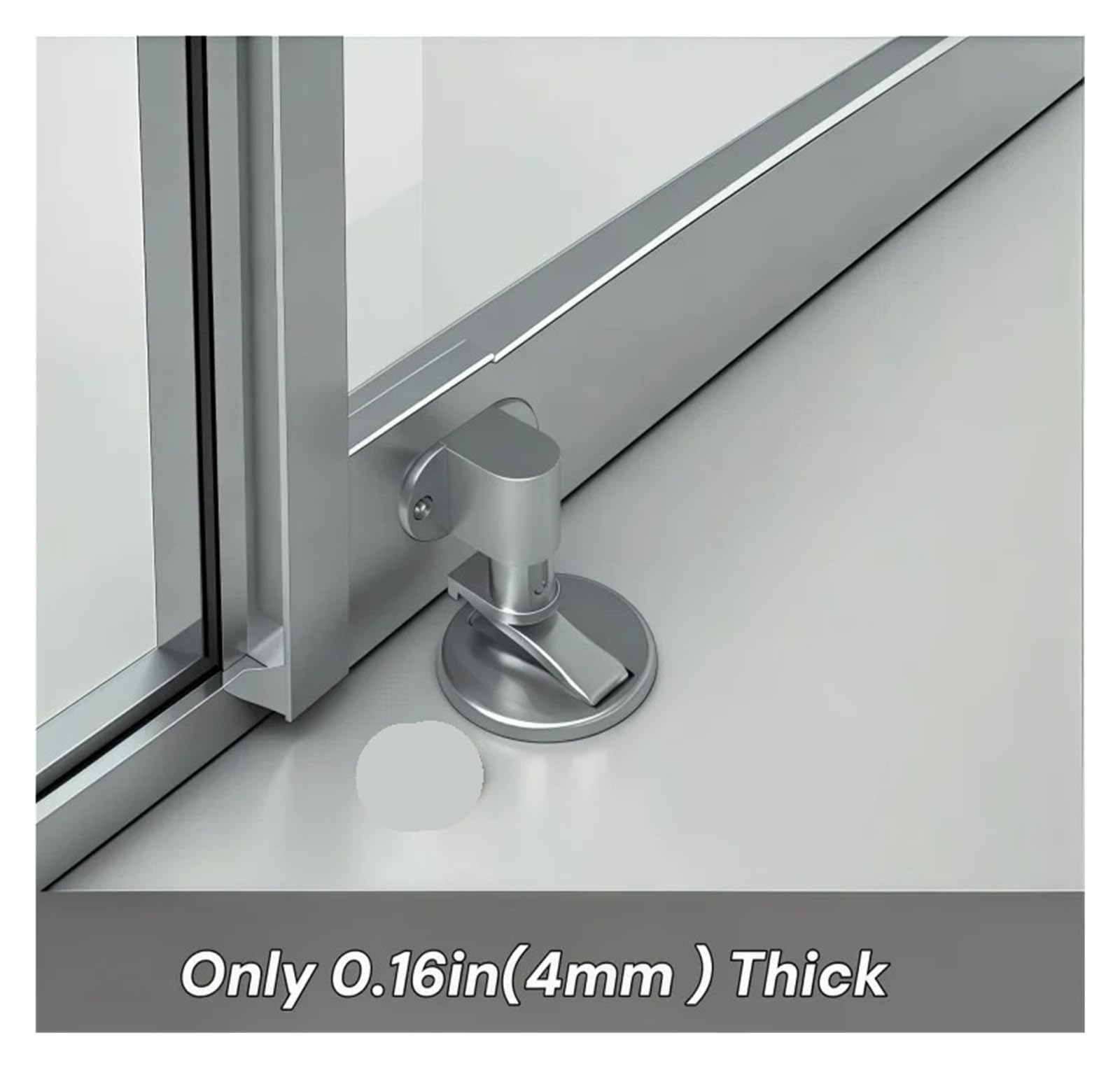 Tope de puerta acero inoxidable ajustable, tope anticolisión sin perforaciones, suelo baño Invisible(Silver)