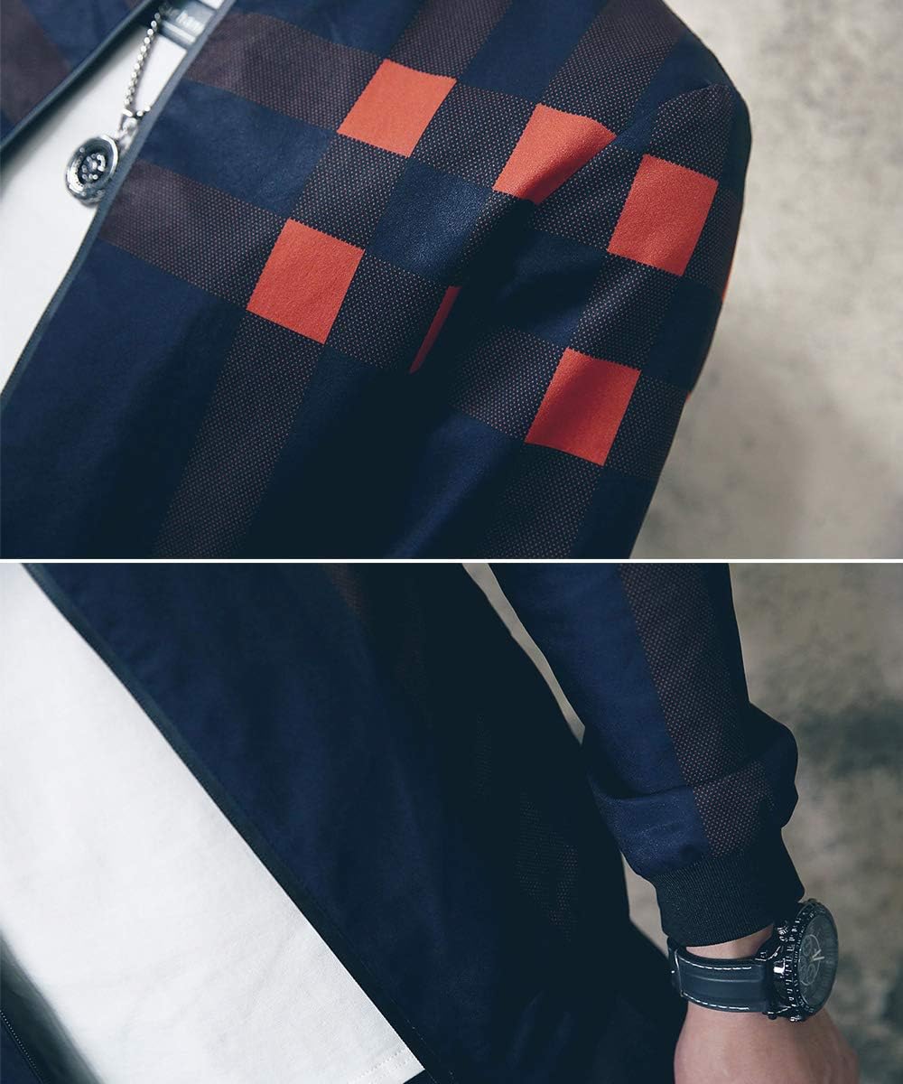 LOGEEYAR Men's Bomber Jacket Casual Lightweight Jacket Color Block Windbreaker Coat with Pocket - Image 5