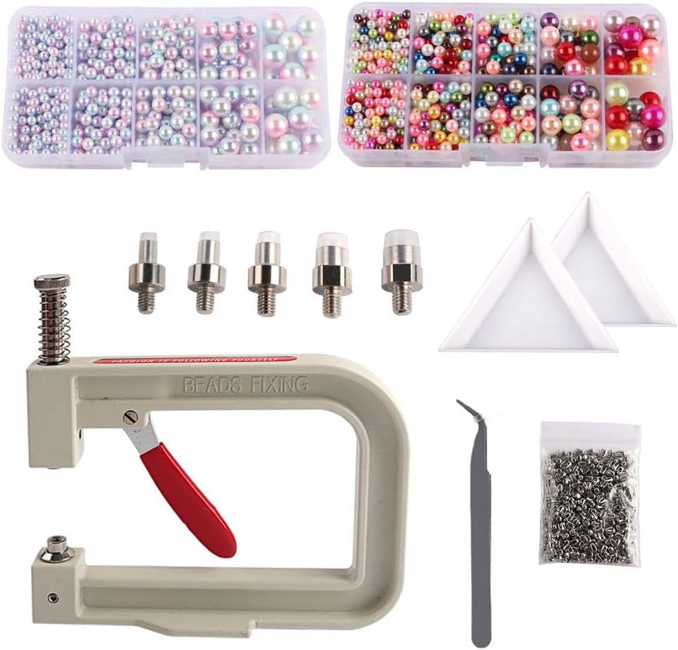 Dioche Pearl Setting Machine with 670 PCS Pearl Accessories & Complete Tools for DIY Hats, Shoes, Clothes, Bags & More - Easy Operation for Beginners