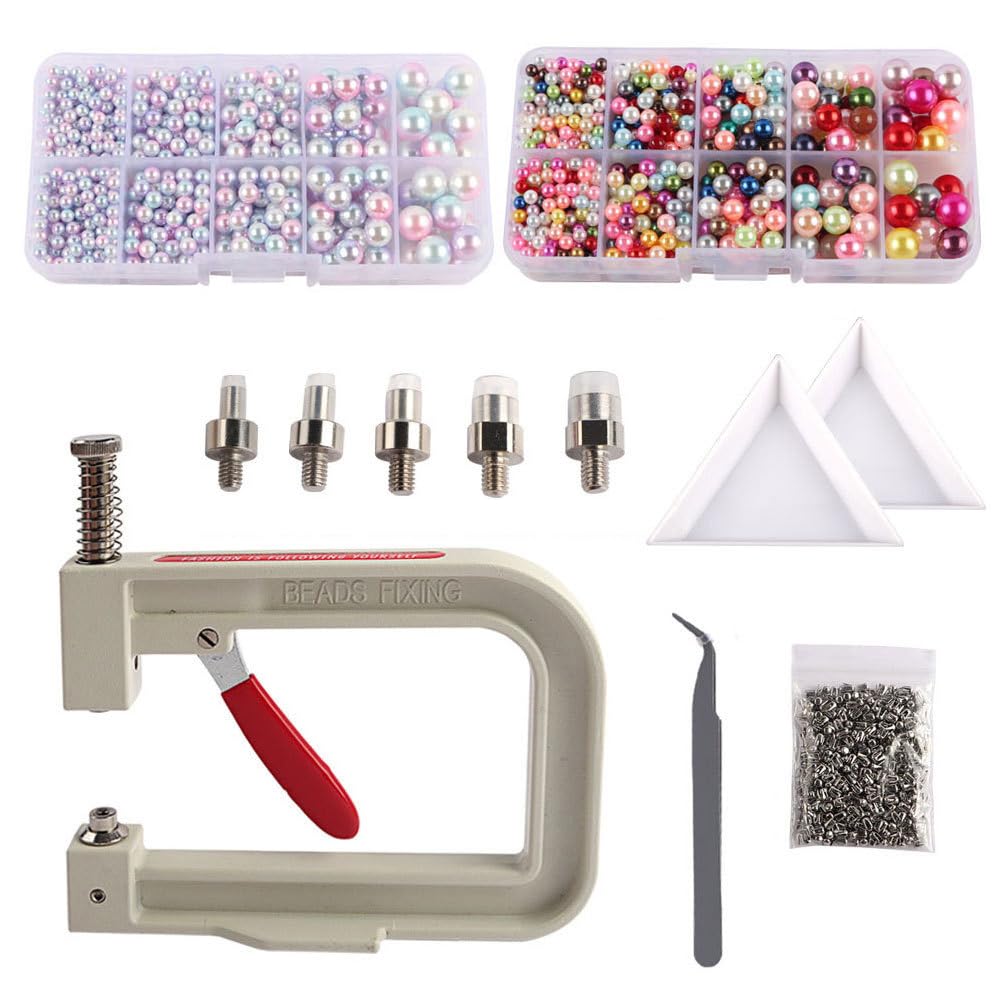 Macchina per l'incastonatura delle perle, set completo di strumenti per l'incastonatura delle perle per cappelli, scarpe, vestiti, borse, gonne, perline, accessori